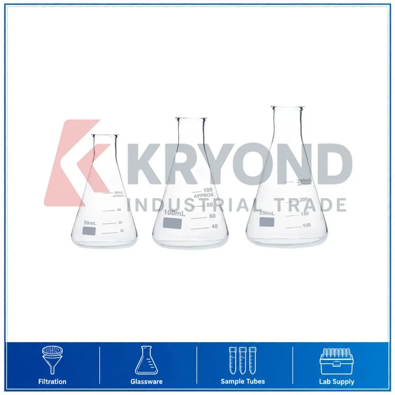 High Borosilicate Glass Triangular Flask Thin Neck 50mL 1000mL Laboratory Conical Apparatus Research Equipment Use Series Models