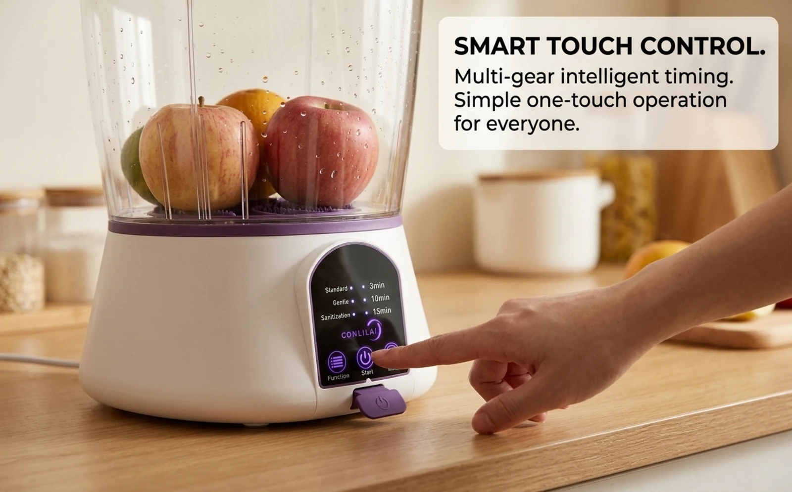 Ultrasonic Fruit Vegetable Cleaner Machine with Titanium Electrolysis Technology, Portable Food Purifier for Fruits, Vegetables, Meat, Seafood Cleaning