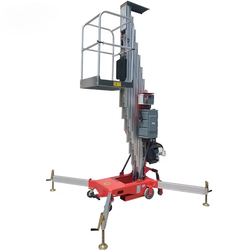 Mobile Aluminum Alloy Single Mast Lift with Foldable Design and High Load Capacity Perfect for Heavy-Duty Construction Projects