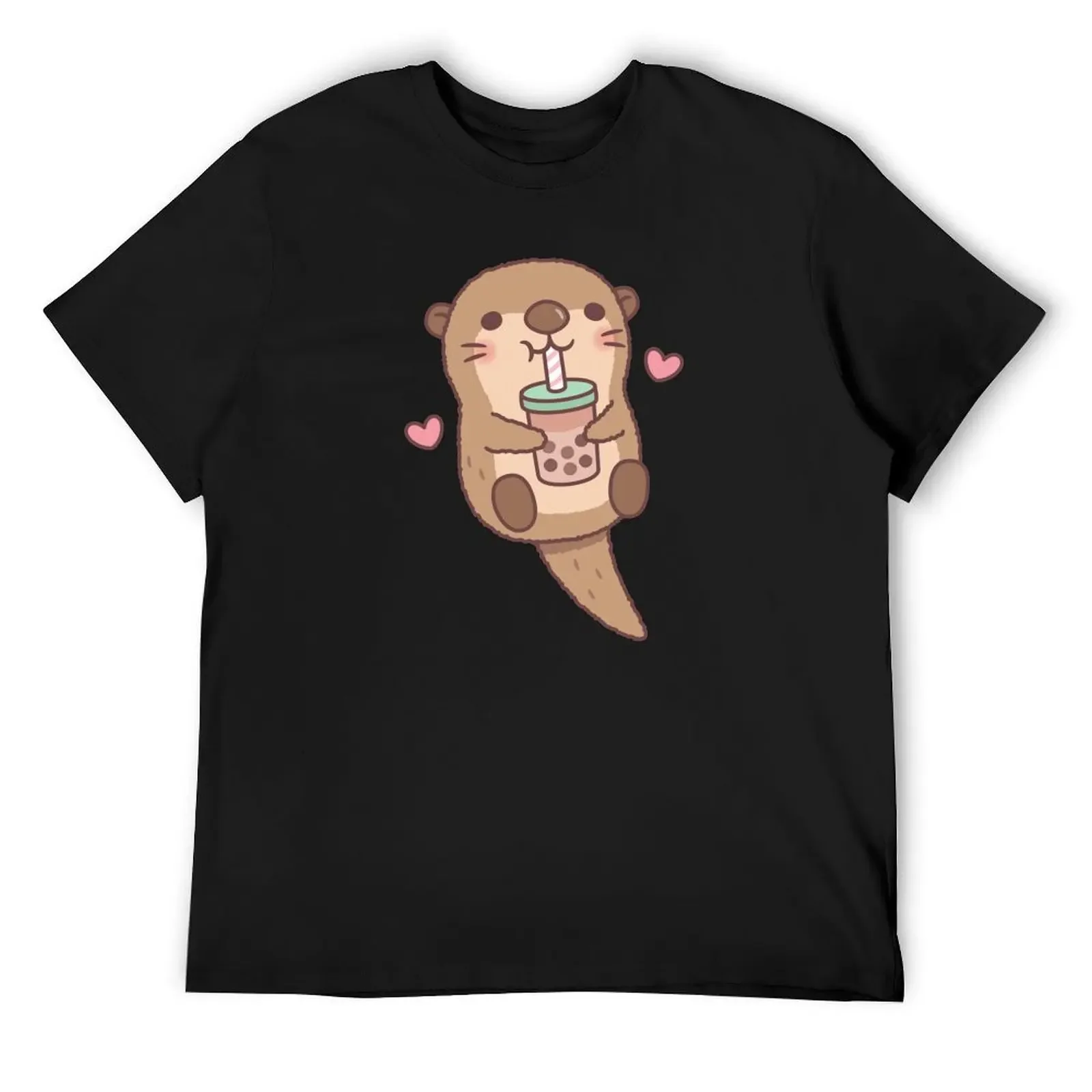 

Cute Little Otter Loves Bubble Tea T-Shirt tees vintage anime shirt plus size tops Funny t-shirts Men's t shirts