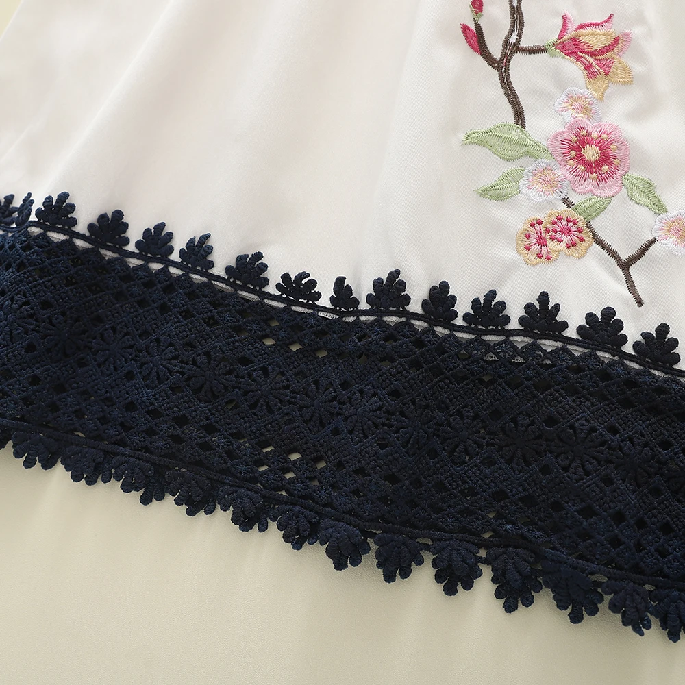 Humor Bear Sommer Neue Kinderkleidung Chinesischer Stil Besticktes Spitzenkleid Mädchen Freizeitkleider – Detail 6