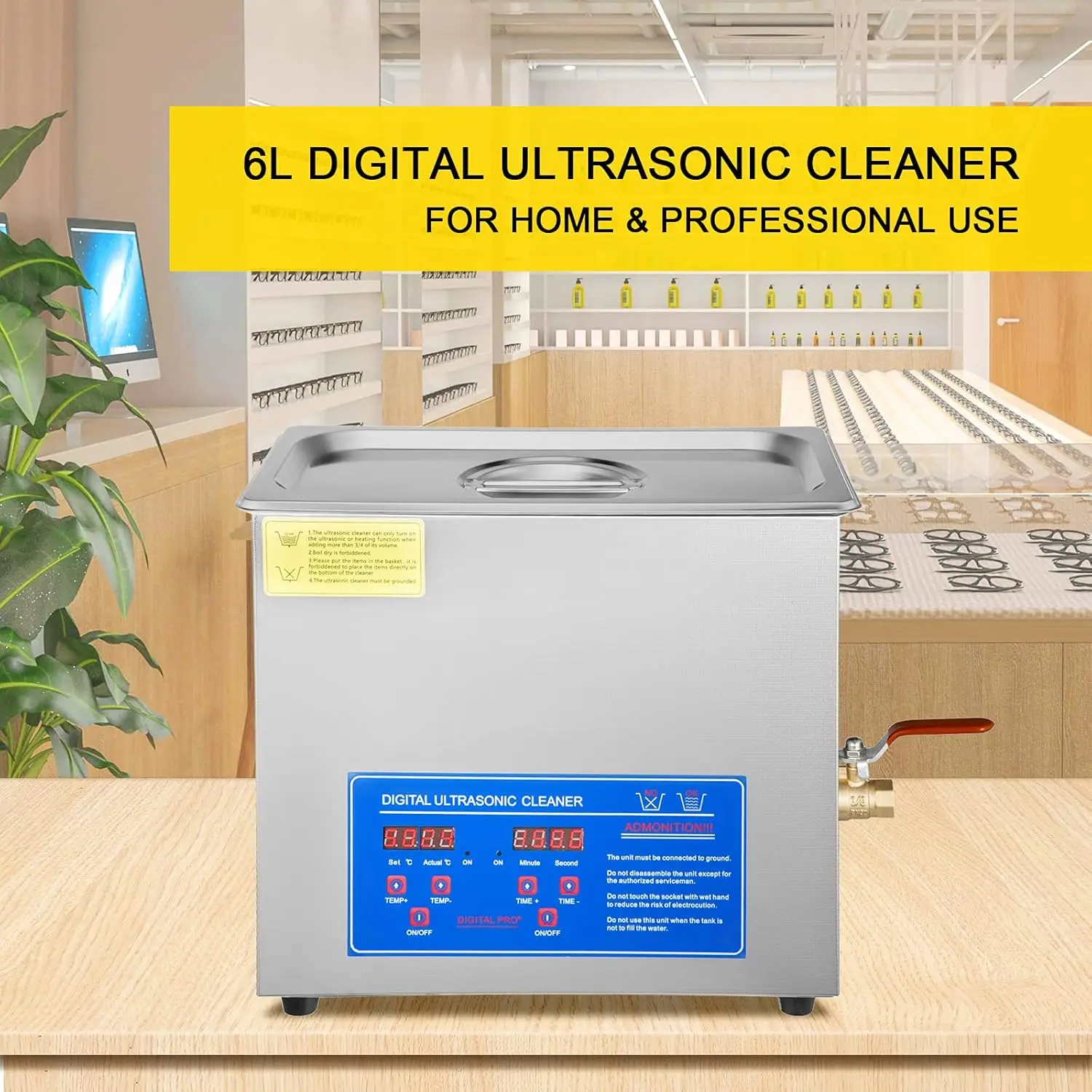 Commercial Ultrasonic Cleaner 6L Professional Ultrasonic Cleaner 40kHz with Digital Timer&Heater 110V Excellent Cleaning M