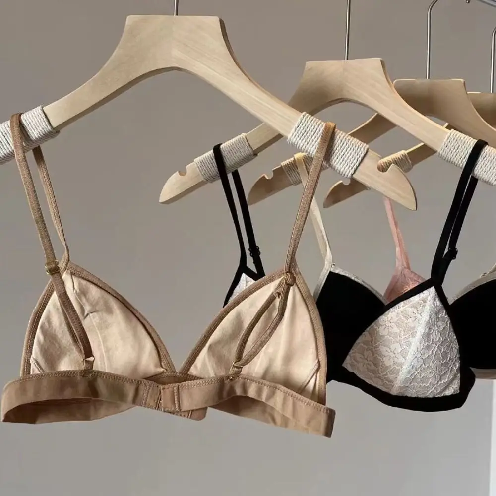 Comfortable Sweet Wireless Deep V Bra Shockproof Anti-sagging Underwear for Women Thin Lingerie Lace Push Up Bra Girls