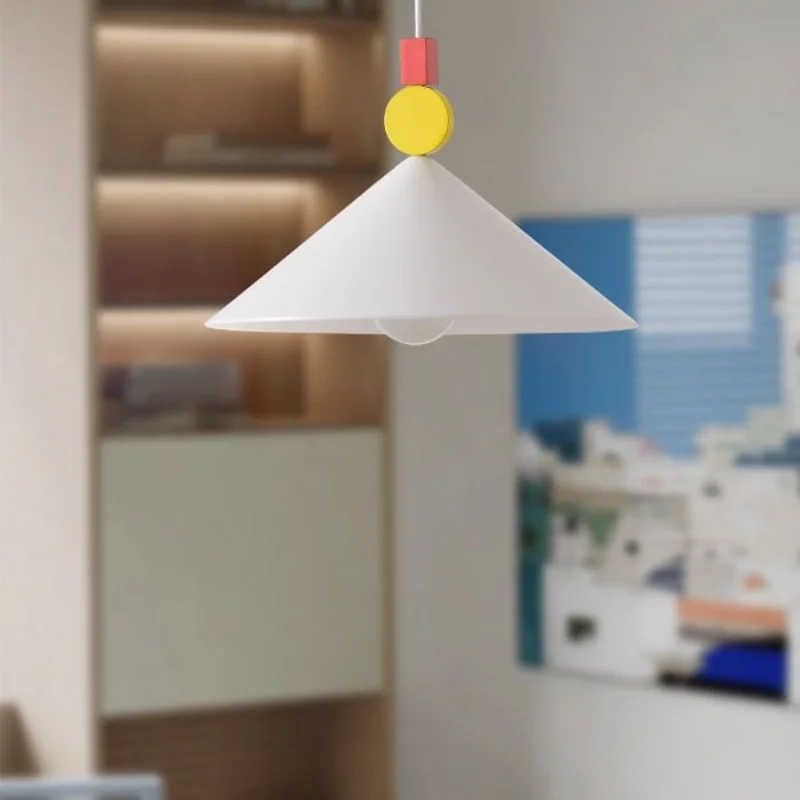 Nordic Minimalist E27 Bulb Pendant Light With White Taper Arylic Lampshade Adjustable Height Beige Pendant Lamp For Dinning Room