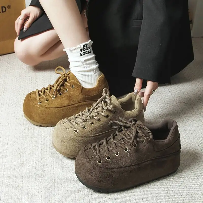 النساء أحذية منصة مسطحة الجلد المدبوغ الاتجاه أحذية رياضية الشتاء عادية جديدة المتسكعون أحذية رياضية غير رسمية المشي الدانتيل يصل Zapatos Mujer