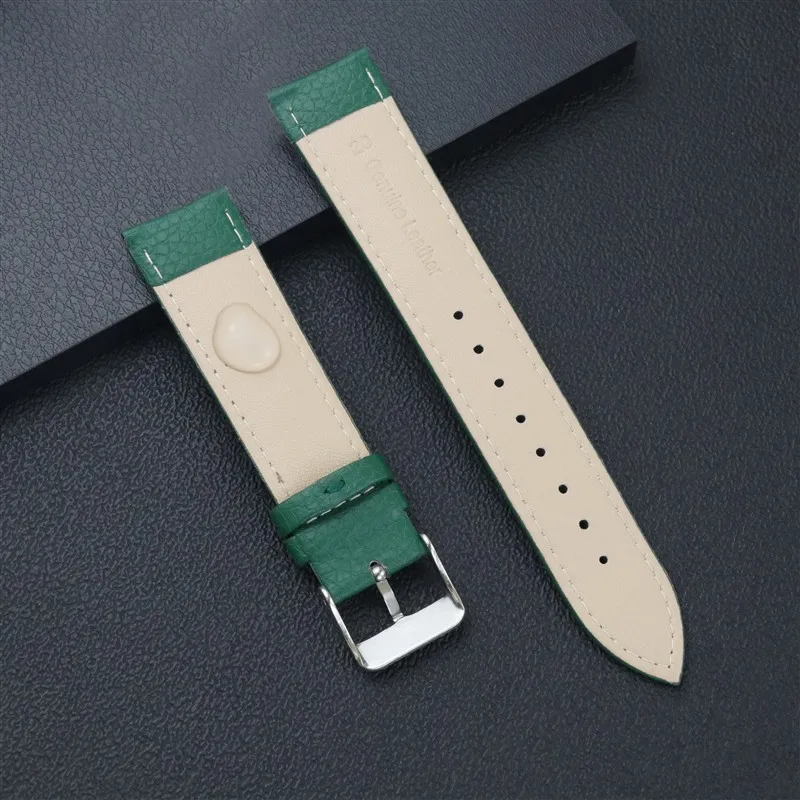 (flash sale)Lichi Pattern Needle buckle Soft and Thin Watch Strap For Women Men Handmade Leather Bracelet Accessories Watch Band
