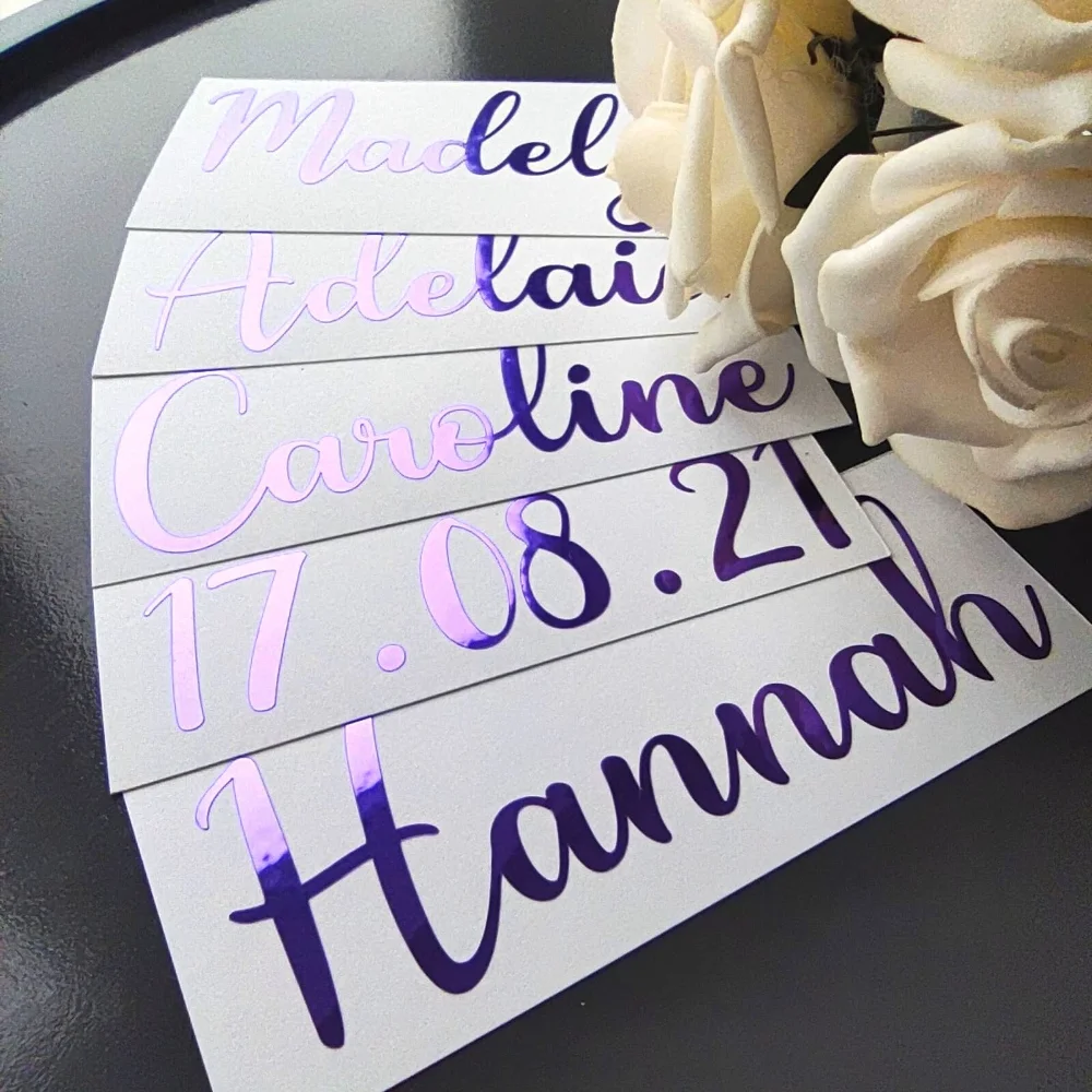 Pegatinas de vinilo personalizadas, calcomanía con nombre, fecha, letras, calcomanía de vidrio, decoración de boda, pegatinas personalizadas,