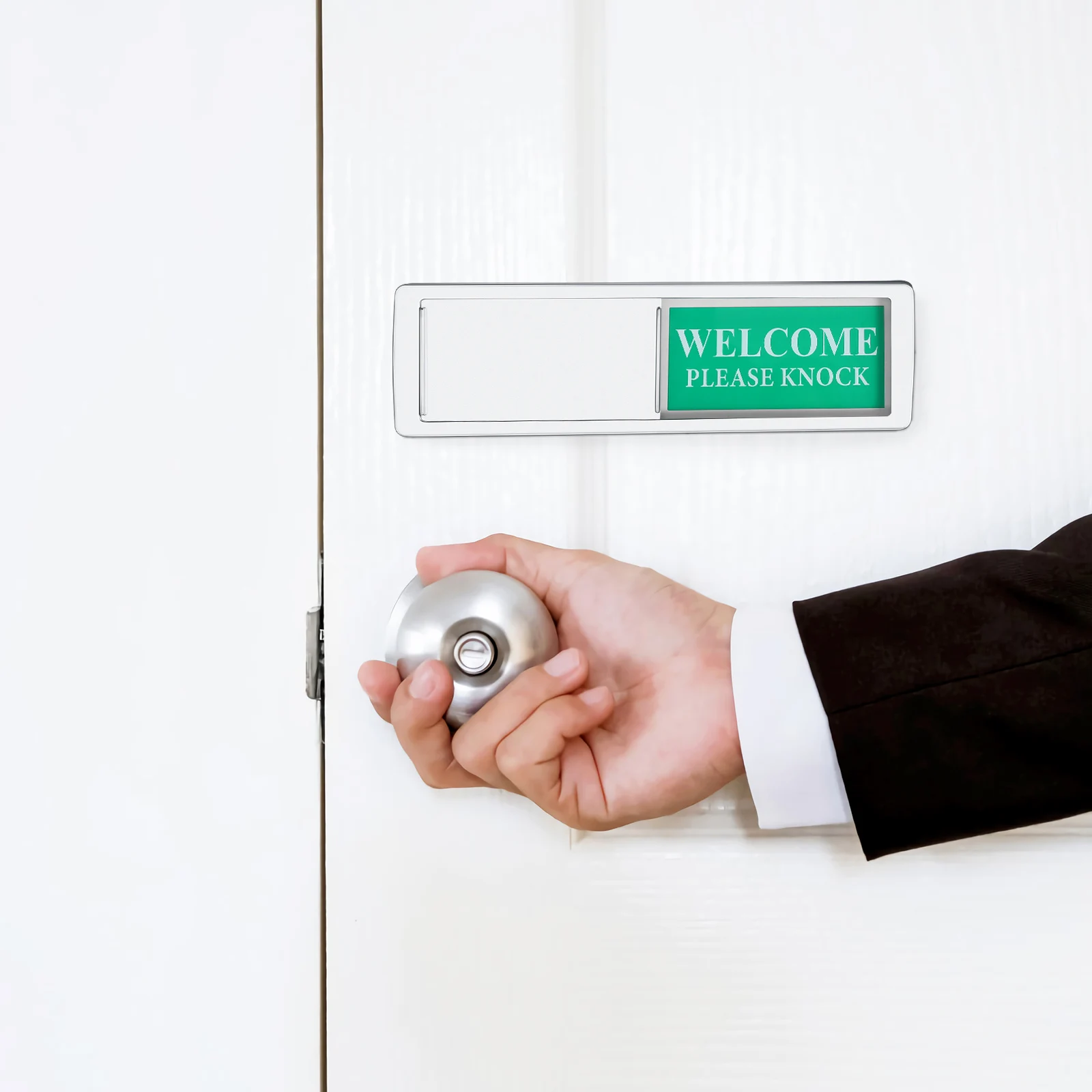 2Pcs Privacy Slide Door Sign Magnetic Slider Do Not Disturb Welcome Please Knock Privacy Indicator for Office Conference