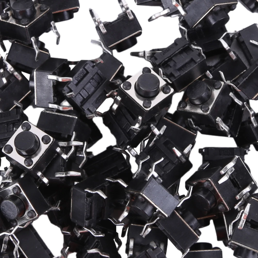 100PCS Tactile Push Button DIP Switch for PCB Applications Compact Vertical Micro Switch 6X6X5mm Electronic Parts
