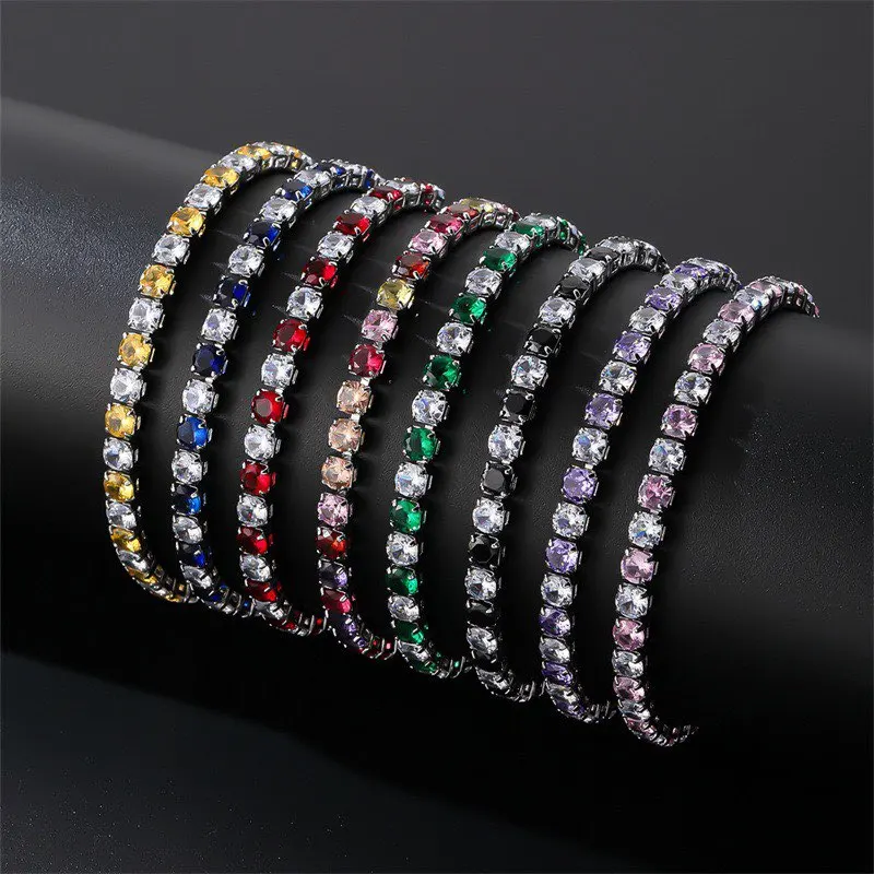 MxGxFam ( 19 cm 17 cm x 4 mm ) White Gold Plated Multiple Colors Zirconia Bracelet For Women Fashion Jewelry