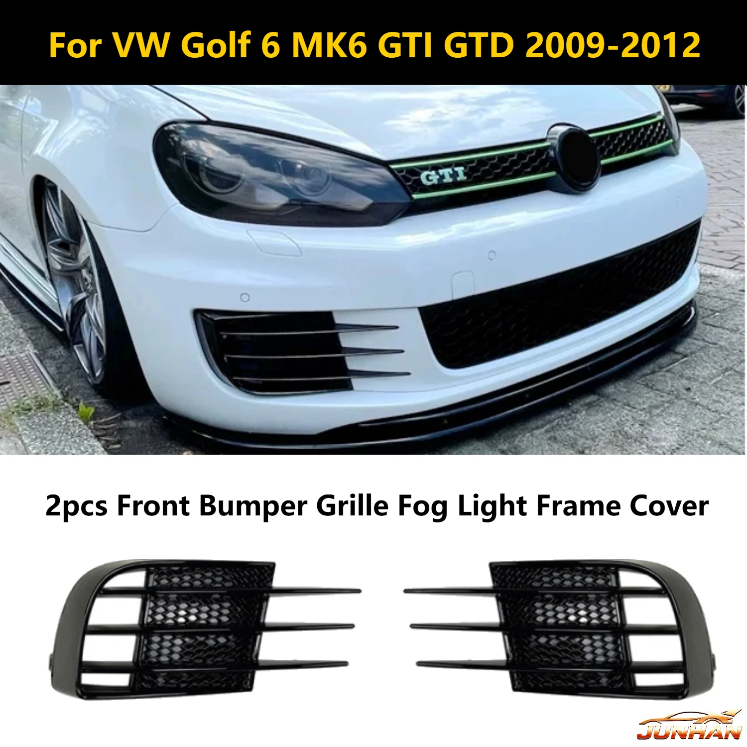 2 шт. для Volkswagen VW Golf 6 MK6 GTI GTD 2009-2012: накладки на решетку переднего бампера и рамки противотуманных фар