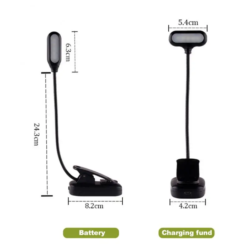 Lampada da libro a LED regolabile con Clip Goosenecks 5LED AAA lampada da tavolo da lettura notturna per Notebook flessibile bianco freddo alimentato a batteria