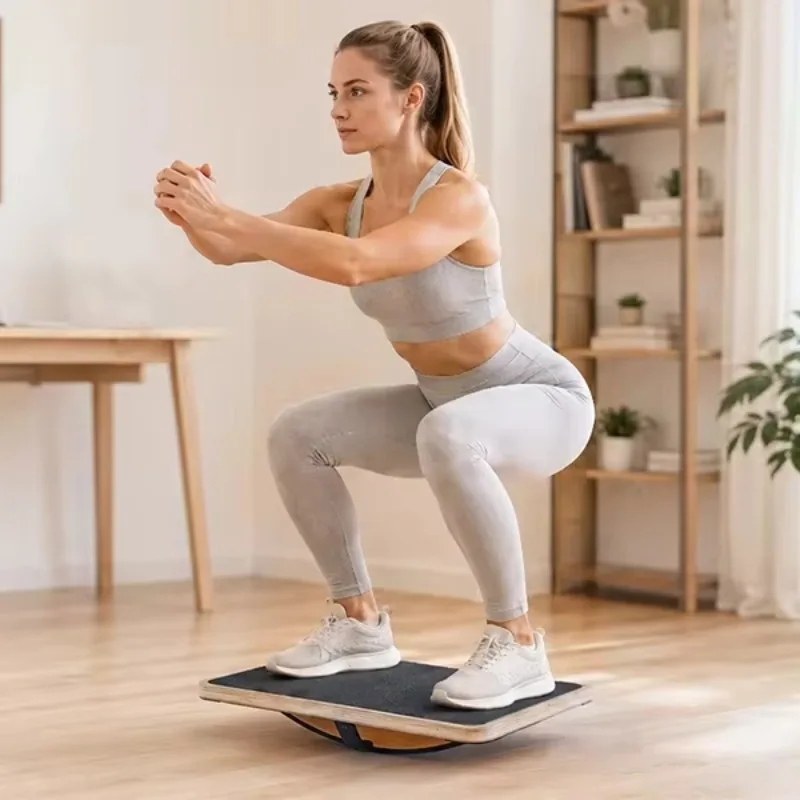 YTYINCustom 360° Rotation Fitness Balance Curvy Board Adults' Workout Trainer Wobble Gym Exercise Wooden Balance Board