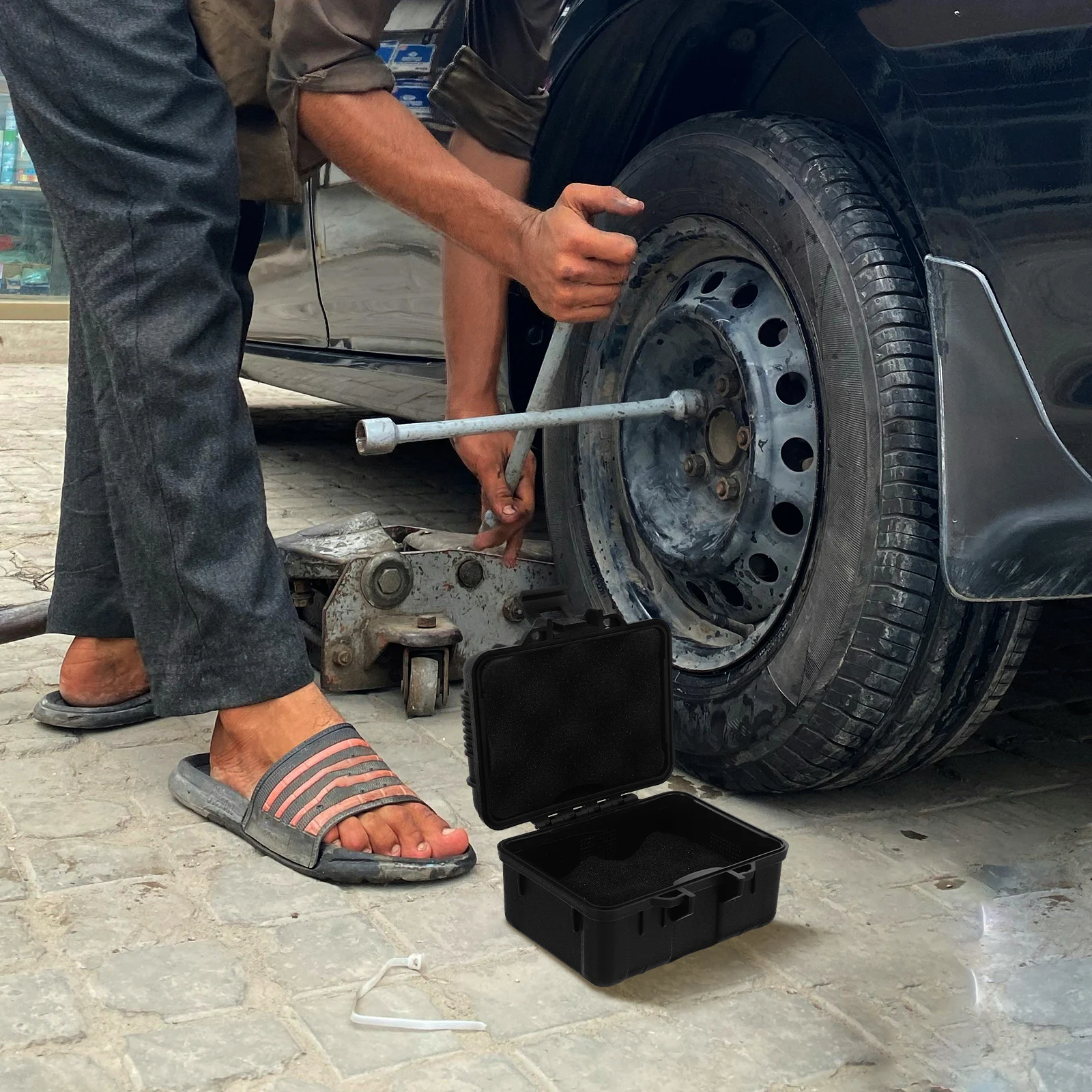 

Tool Storage Box with Handle Compact Lightweight Plastic Tool Case for Personal and Professional Use Reinforced Corner Secure