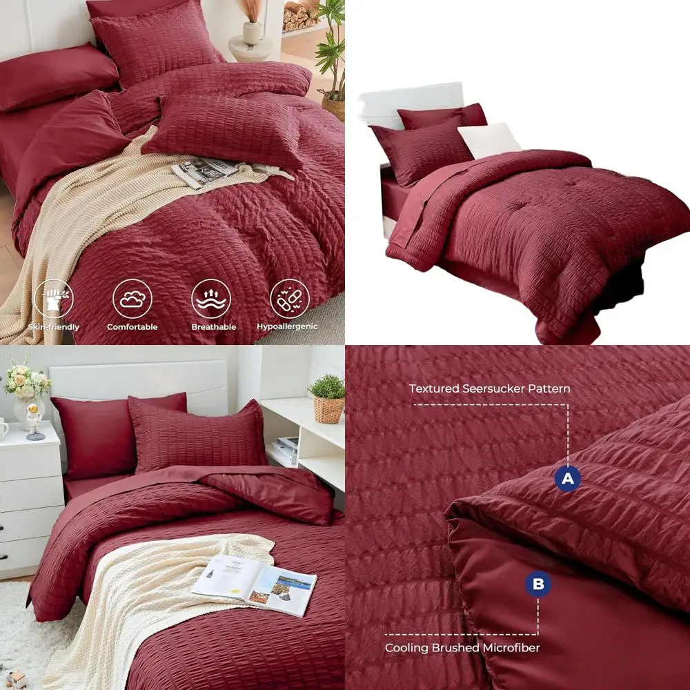 

Seersucker 5-Piece XL Comforter Set - All Season Luxury Bedding with Sheets, Pillowcases & Shams