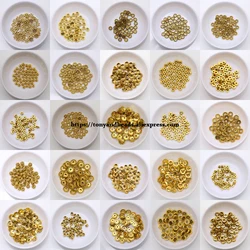 (50 Pcs / Lot!)  European Spacer Charm Connector Crimp End Beads Alloy Antique Gold Color Plt for Bracelet Making