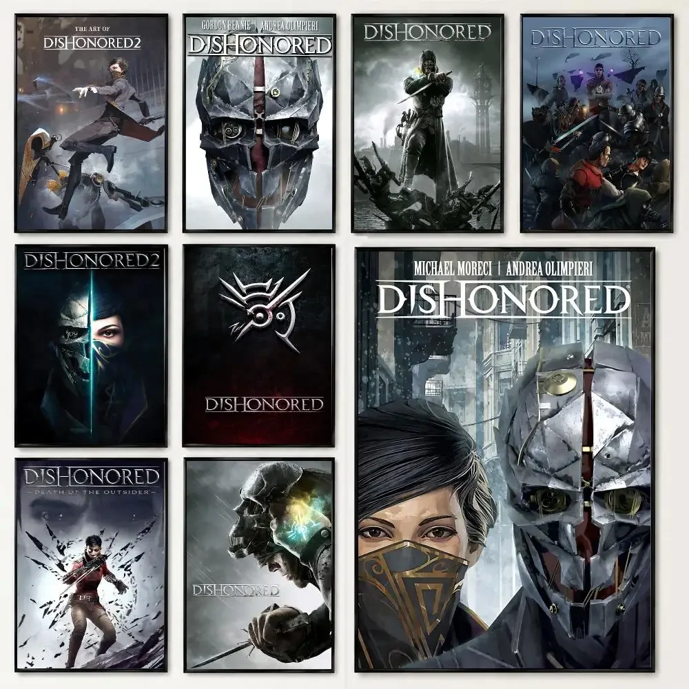 Game Dishonored 2 Poster HD Poster Black And White Simple Home Decor For Living Room Bedroom Corridor And Gift Giving