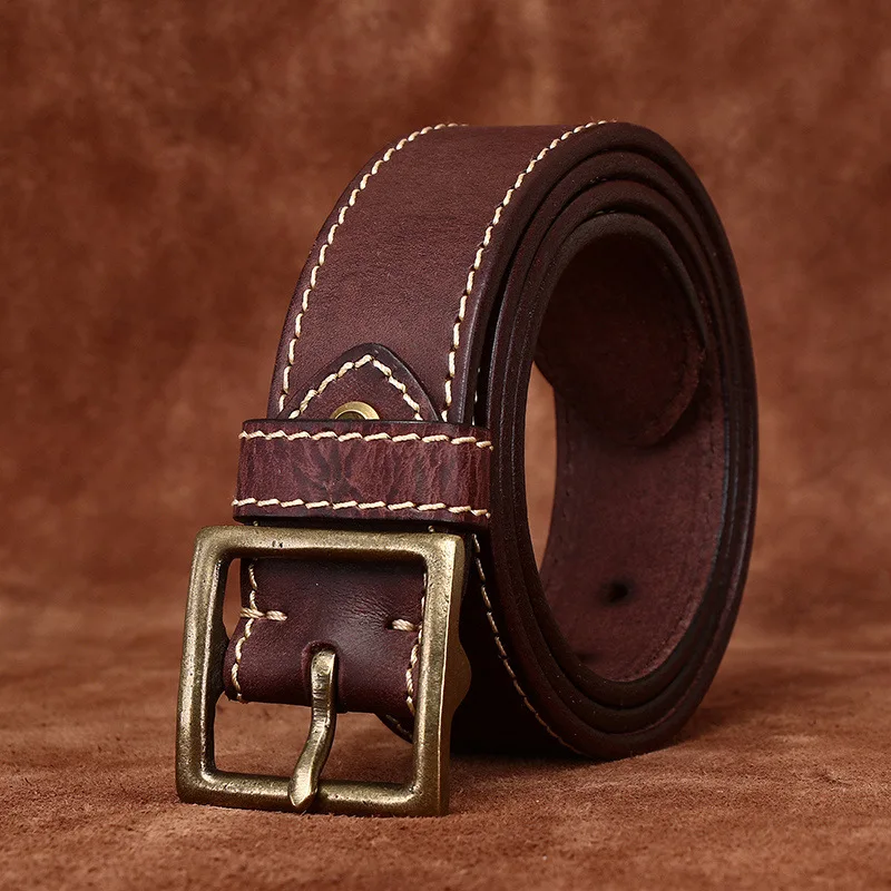 

4.2CM Thickening Men High Quality Genuine Leather Belt Designer Brass Buckle Belts Pure Cowskin Vintage Strap Male Jeans for Man