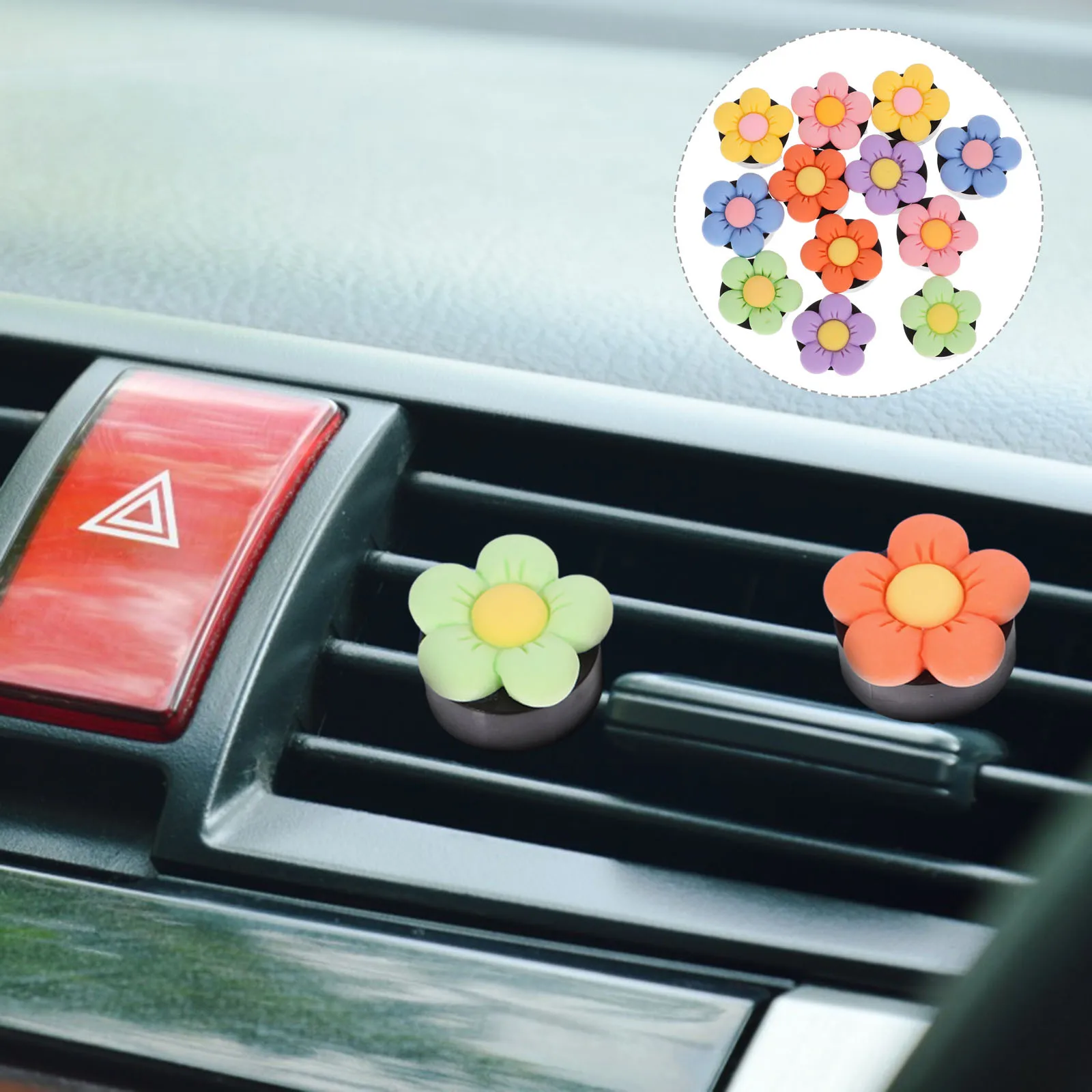 

12Pcs Car Vent Clip Decoration Cute Flower Shape Air Freshener Clips for Car Interior Decor Auto Vent Accessories