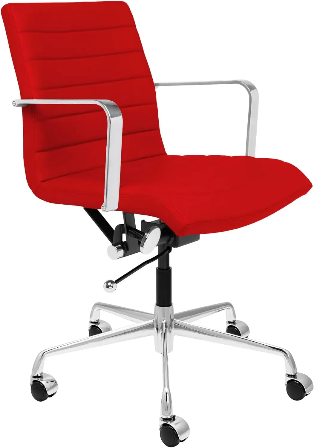 Ribbed Office Chair - Mid Back Desk Chair, Ergonomically Designed with Arm Rest & Swivel, Made