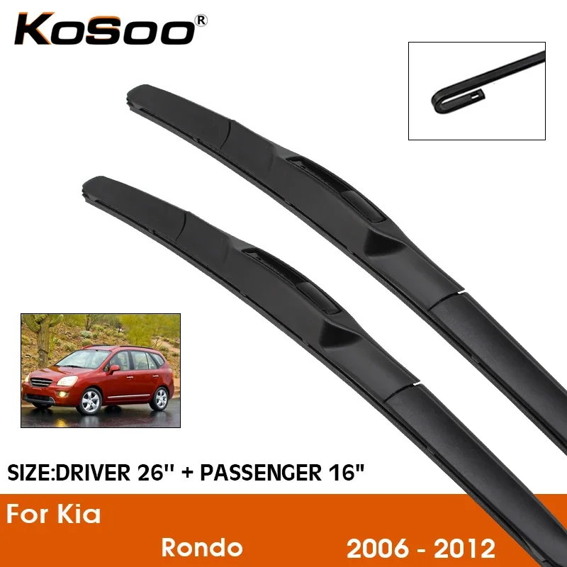 Car Wiper Blade For KIA Rondo 2006-2012 Windshield Rubber Silicon Refill Front Window Wiper 26"+16" LHD RHD Auto Accessories