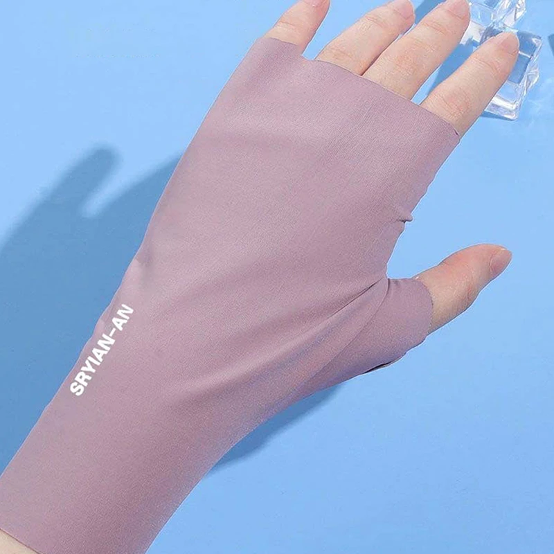 New 1Pair Fingerless Sunshade Gloves Summer Sunscreen UV Protection Multicolor Gloves For Woman Breathable Driving Gloves Gifts