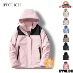 Winter Hiking Jacket Men Thick Warm Waterproof Hooded Coat Women Fleece High Quality Cotton Outdoor Camping Running Sport Jacket