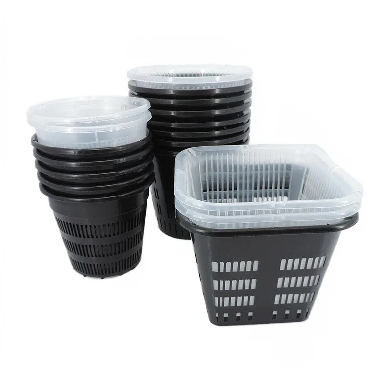 11cm 14cm white black Clear mesh net cup hanging plant Pot for Orchid  Flower nursery tray basket Plastic Breathable Container T