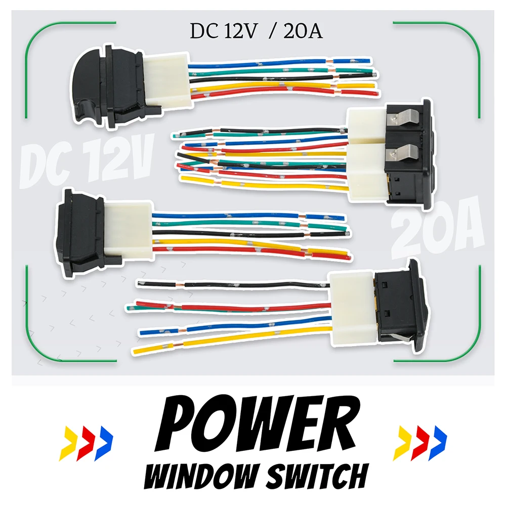 Interruptor universal de janela elétrica para carro, controlador de elevador, controle de 5 pinos, dc 12v 20a, acessórios de interruptor regulador