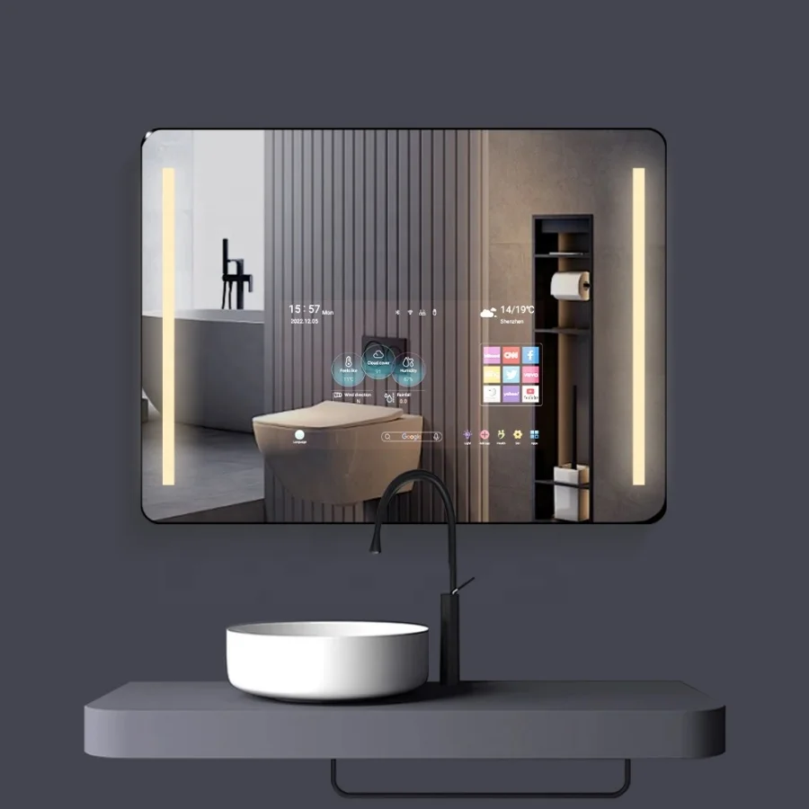 Bathroom Smart Lighting Anti-Fog Magic Mirror TV With LED Touch Screen