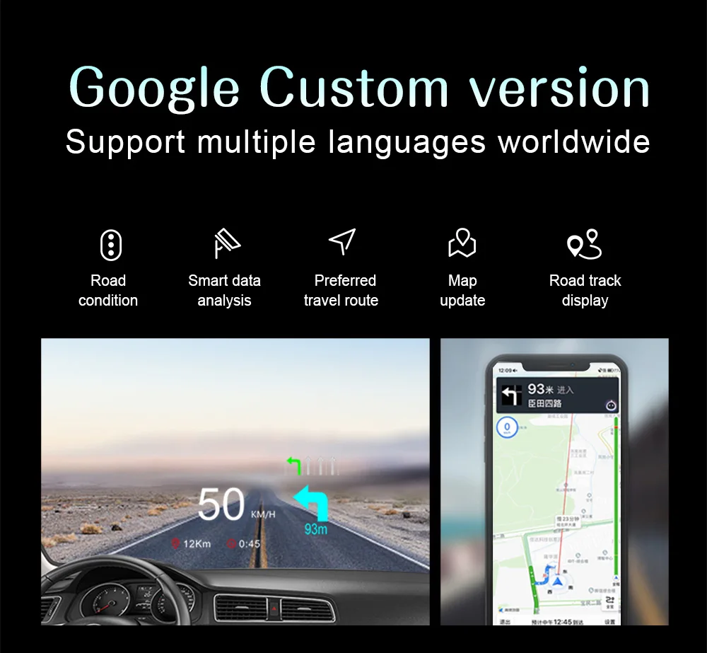 HUD OBD2 GPS 블루투스 호환 자동 헤드 업 디스플레이 과속 RPM 전압 경고 자동차 부품 용 C1 네비게이션 프로젝션