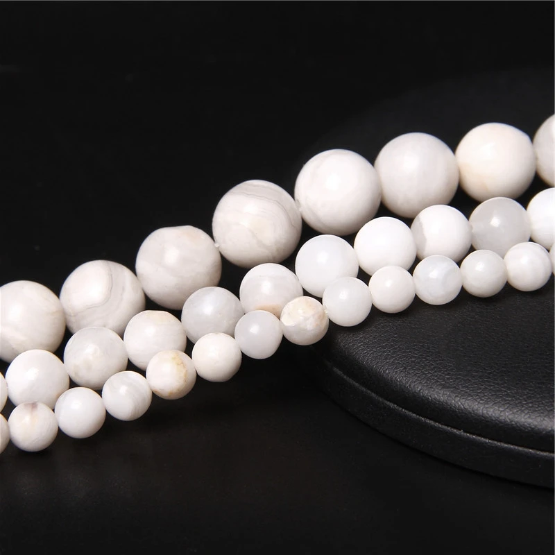 Hot Sale Natural Stone White Crazy Lace Agates Round Loose Beads 6 8 10 12MM  For Jewelry Making Bracelet Necklace Accessories