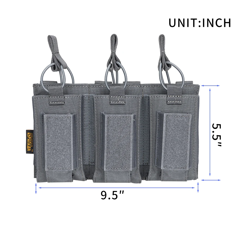 Tactical Triple Mag Pouch Open-Top Rifle Magazine Pouches Pistol Mag Pouches for M4 M16 AK Molle Backpack/Vest Airsoft Gear