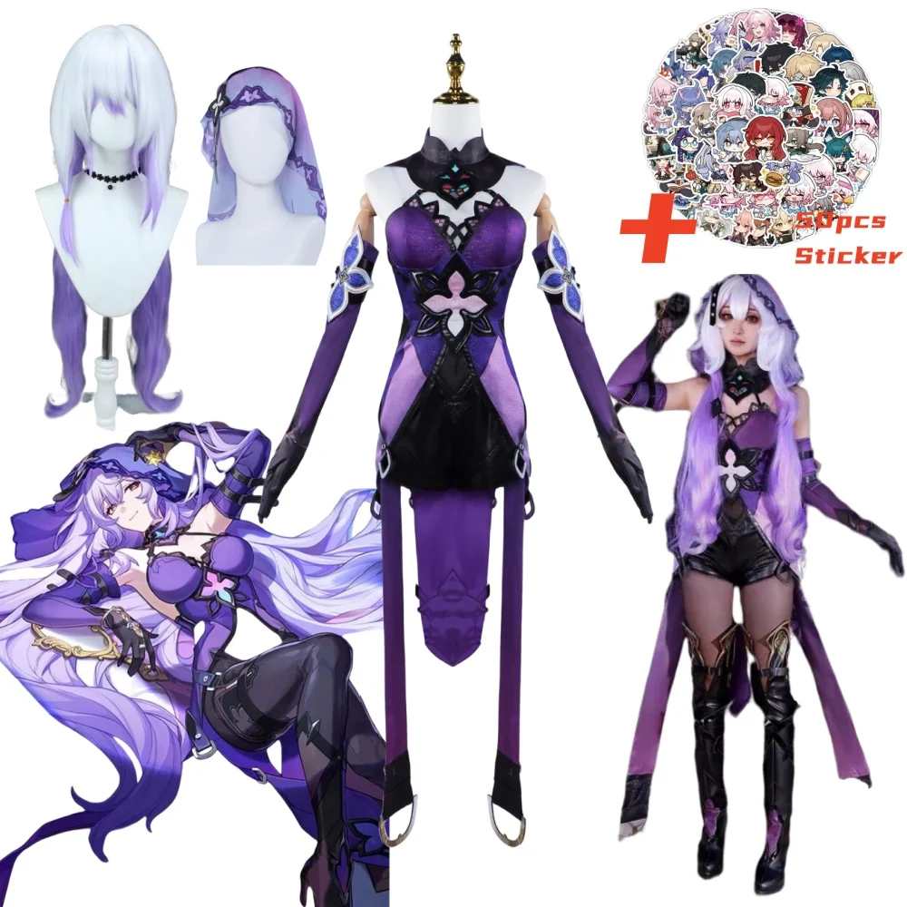 

Honkai Star Rail Forgotten Hall Cosplay Black Swan Augur Fortune Seer Costume Wig Dress Uniform Headwear Halloween Party Suit