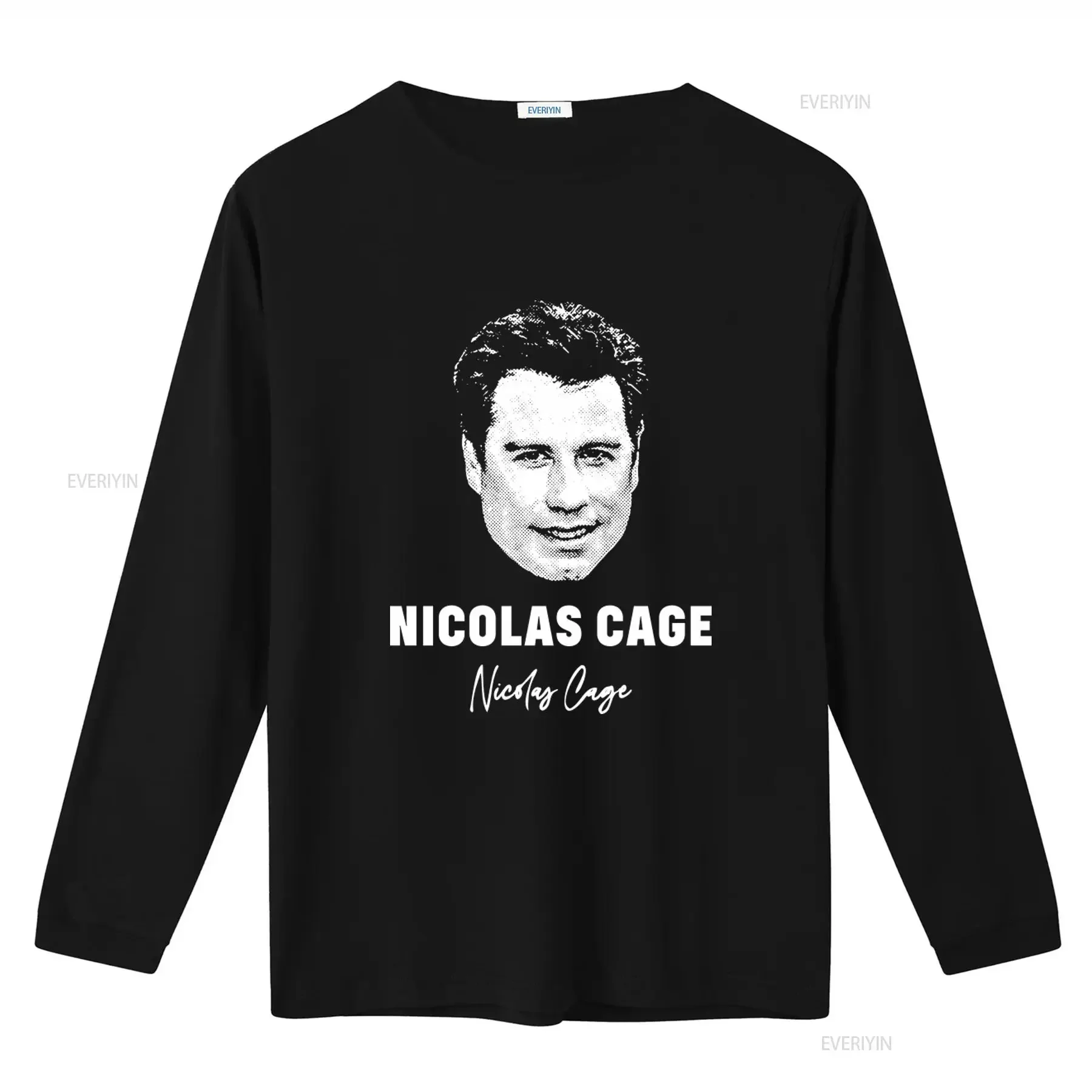 Nicolas Cage Portrait T Shirt High Quality Print Comfortable Fabric Perfect for Fans vintage Washed Stretched Unisex homme