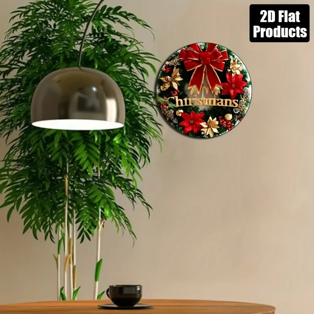 خمر إكليل معدني عيد الميلاد جدار ديكور 8x8 بوصة البونسيتة عطلة ديكور المنزل الألومنيوم في الهواء الطلق داخلي دائم #6