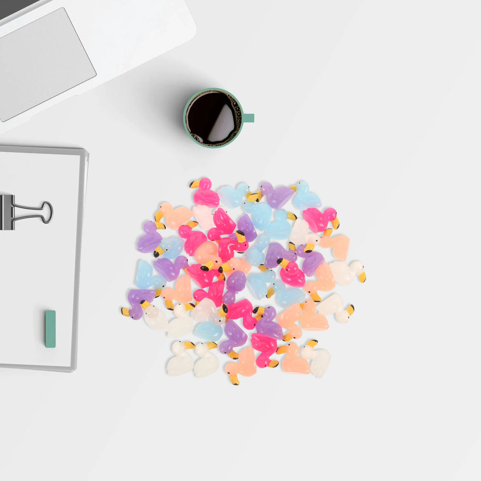 50 peças decoração de flamingo peças centrais estatuetas decorações de festa de mesa figuras jardim de fadas