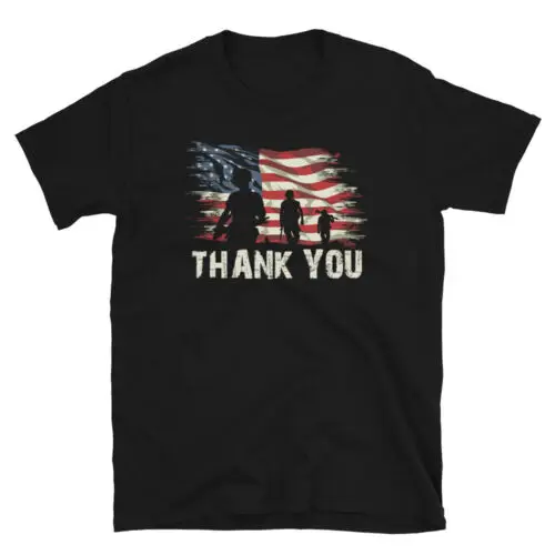 Thank You Silhouette America Memorial Day USA Flag Military Unisex T-Shirt