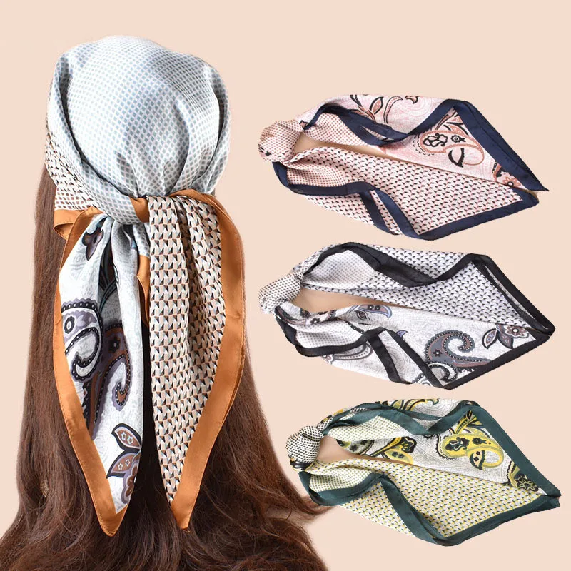 1 Stück Luxuriöses Quadratisches Tuch mit Cashew-Print, Seidenschal für Damen, Lässige Dekoration, 70cm Halstuch, Stirnband, Damen-Hijab, Schal