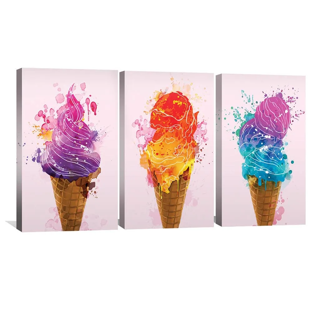 Ice Cream Canvas Art Poster Colorful Icecream Canvas Painting Wall