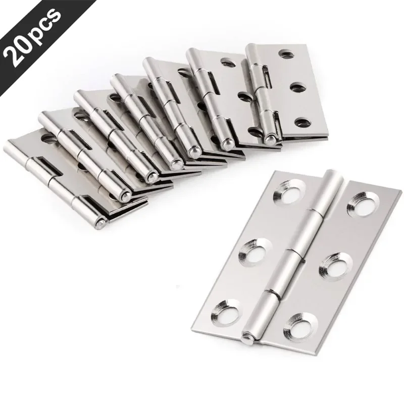 20 Pcs Window Cabinet Home Stainless Steel Hinges Durable Accessories Repair Door Connector Furniture Drawer 6 Mounting Holes