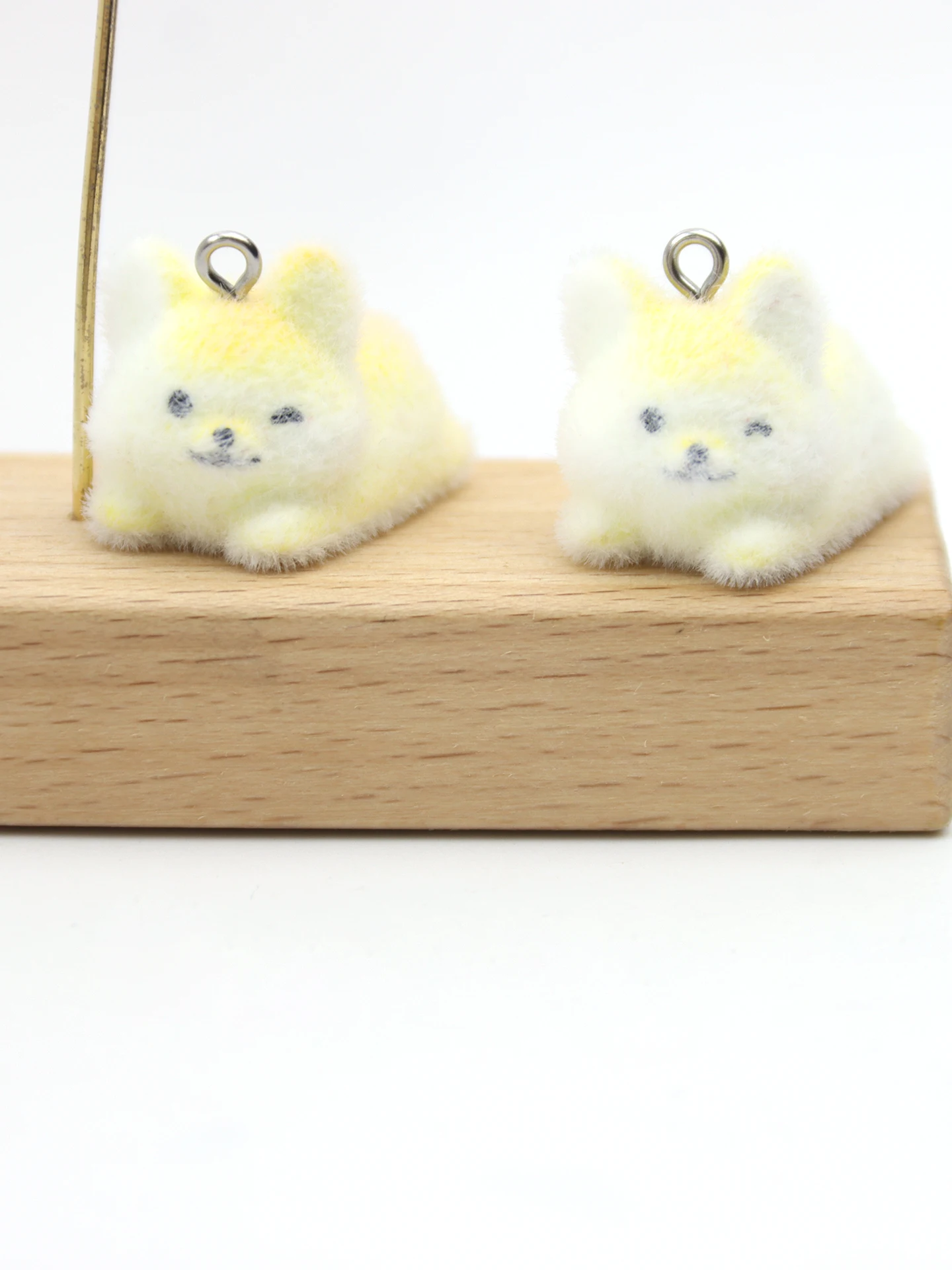 30 PCS 3D Flocking puppy Charms Plush Dolls Pendants  for Necklace Keychain Jewelry Making DIY Handmade Accessories Wholesale