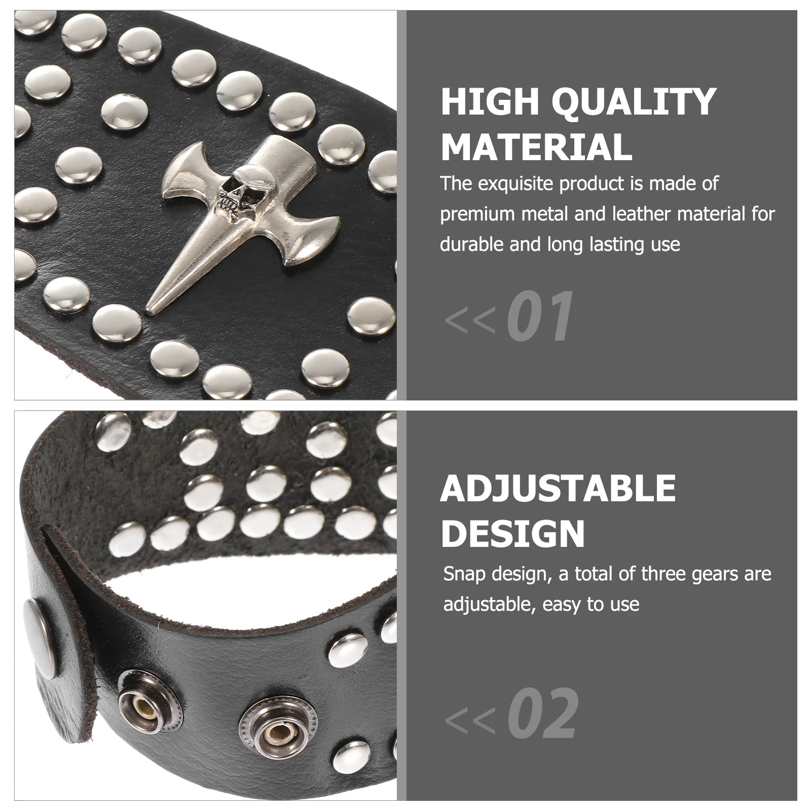 

1Pcs Simple Punk Style Skull Bracelet Stylish Wrist Decoration High Quality Materials Perfect for Daily Use Punk Style Bracelet