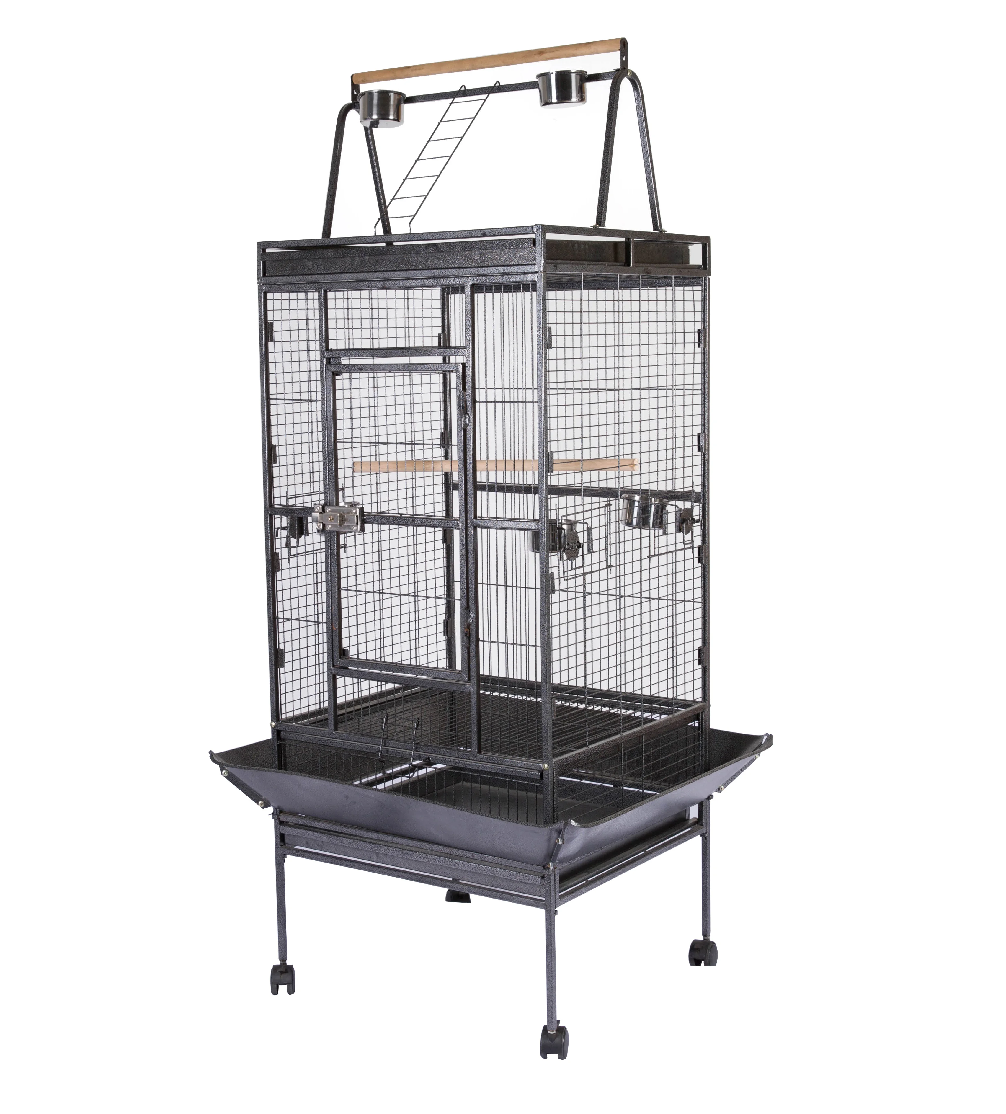 

Factory Direct Large Metal Bird Cage for African Grey Parrot Breeding Iron Wood Bird Carrier with Button Closure Box Packing
