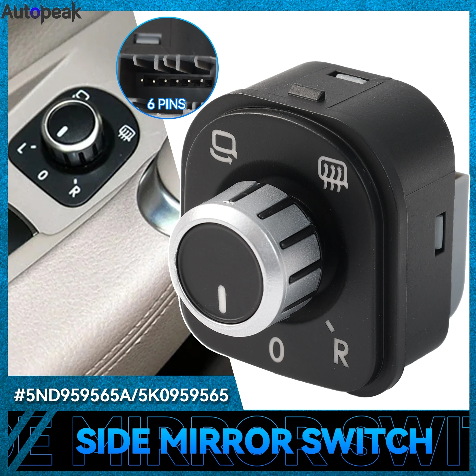 

5ND959565A Car Mirror Control Switch Button Adjust Knob For Volkswagen VW Jetta Golf Mk5 6 Tiguan CC Passat 5ND959565F 5ND959565