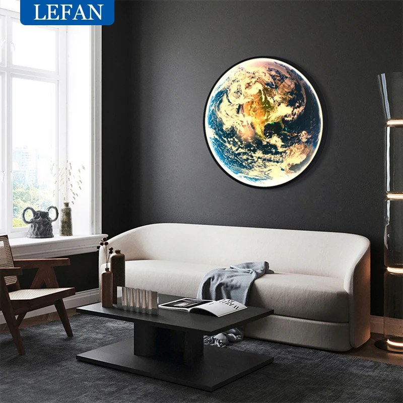 Imagem -03 - Mars-levou Lâmpada de Parede Design Nórdico Pintura Decorativa para Sala de Estar Quarto Luz Noturna Urano Mercúrio Neptune