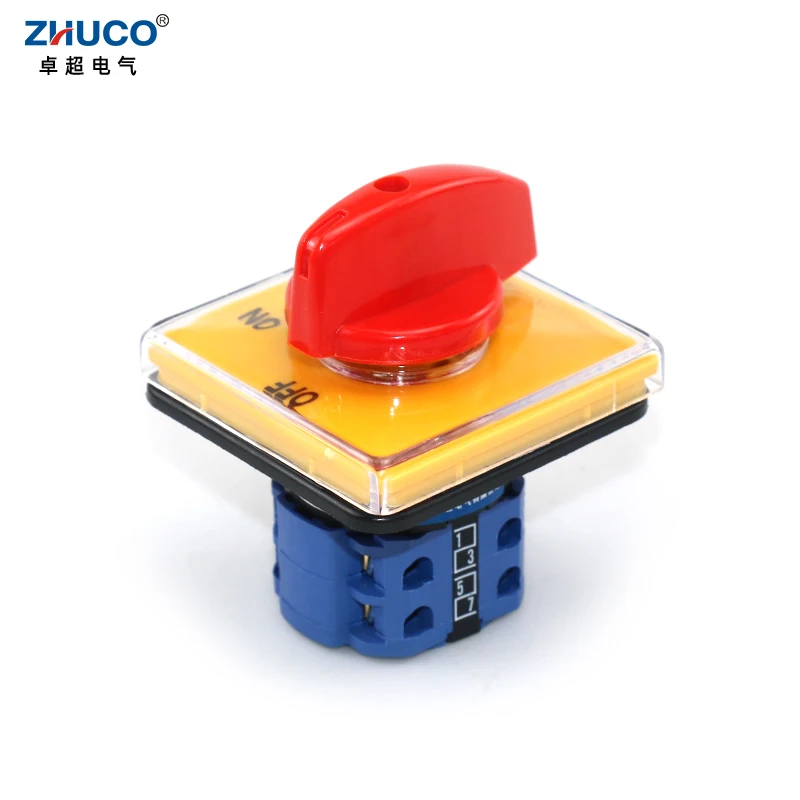 

ZHUCO SZW26/LW26-20 C04.2 20A 660V OFF-ON Two Position 8 Screws 64X64 mm Panel Manual Transfer Universal Changeover Cam Switch