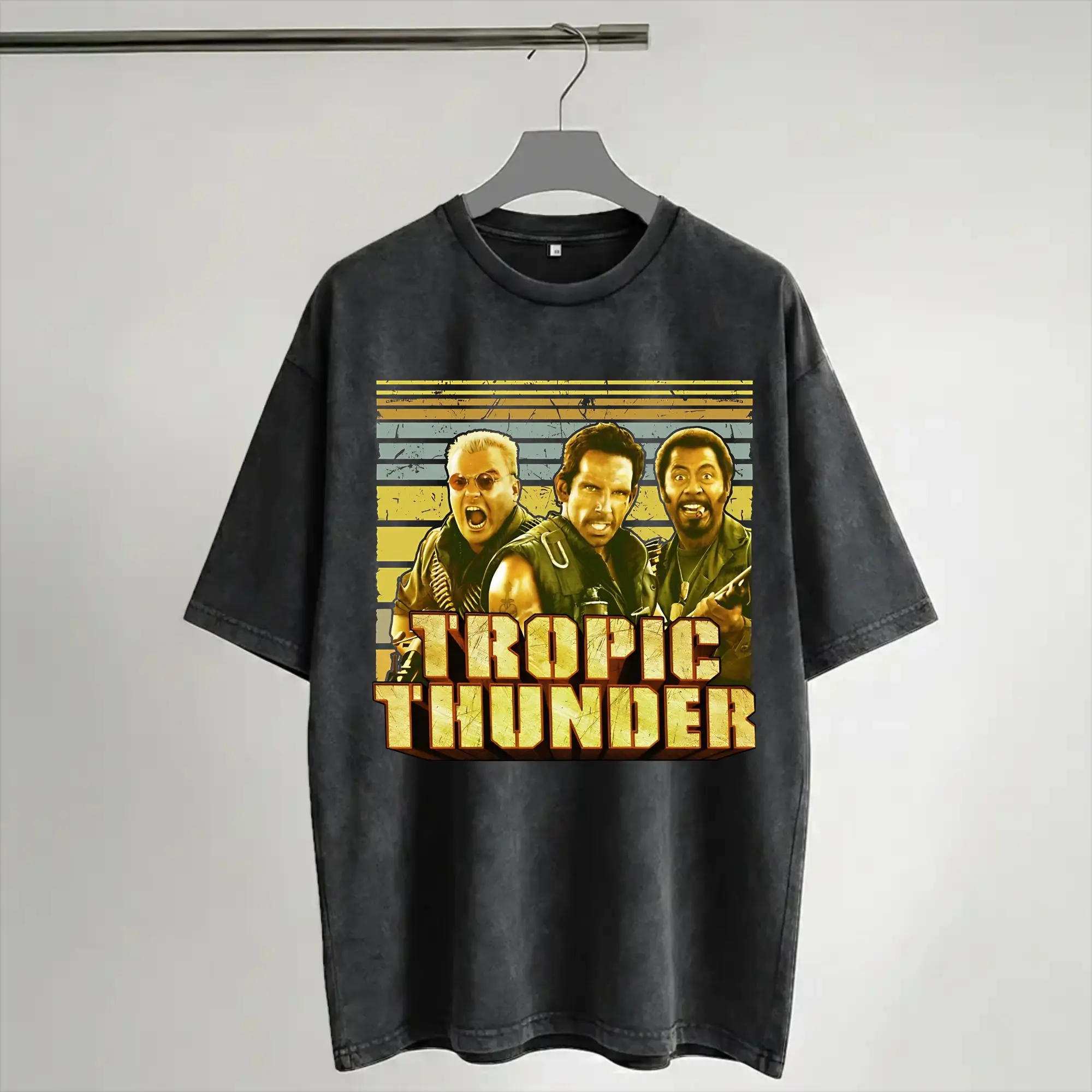 Summer Tropic Thunder Movie Washed T Shirt Outfit Harajuku T-Shirts  for Men Women Tees
