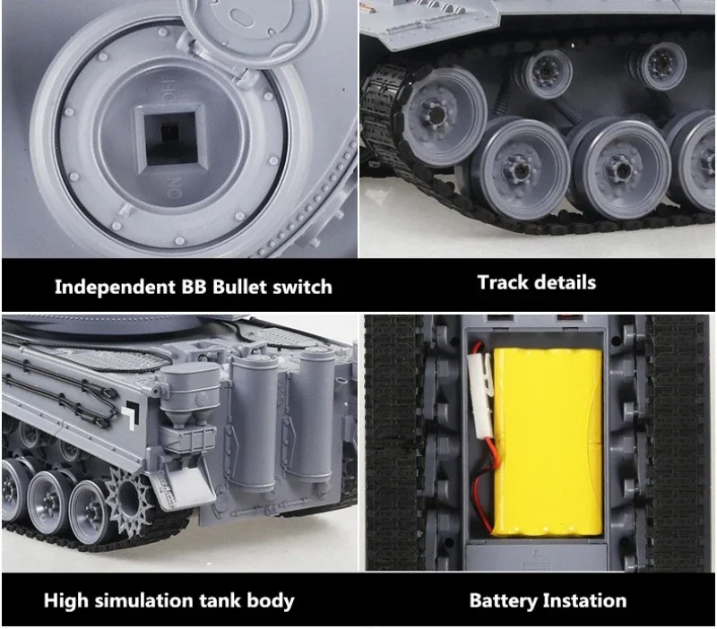 Large Remote Control RC Battle Tank 1:16 47cm Large Size 2.4G BB Bullet Smoke 320 Degree Rotating Remote Control Tank Toy Gifts