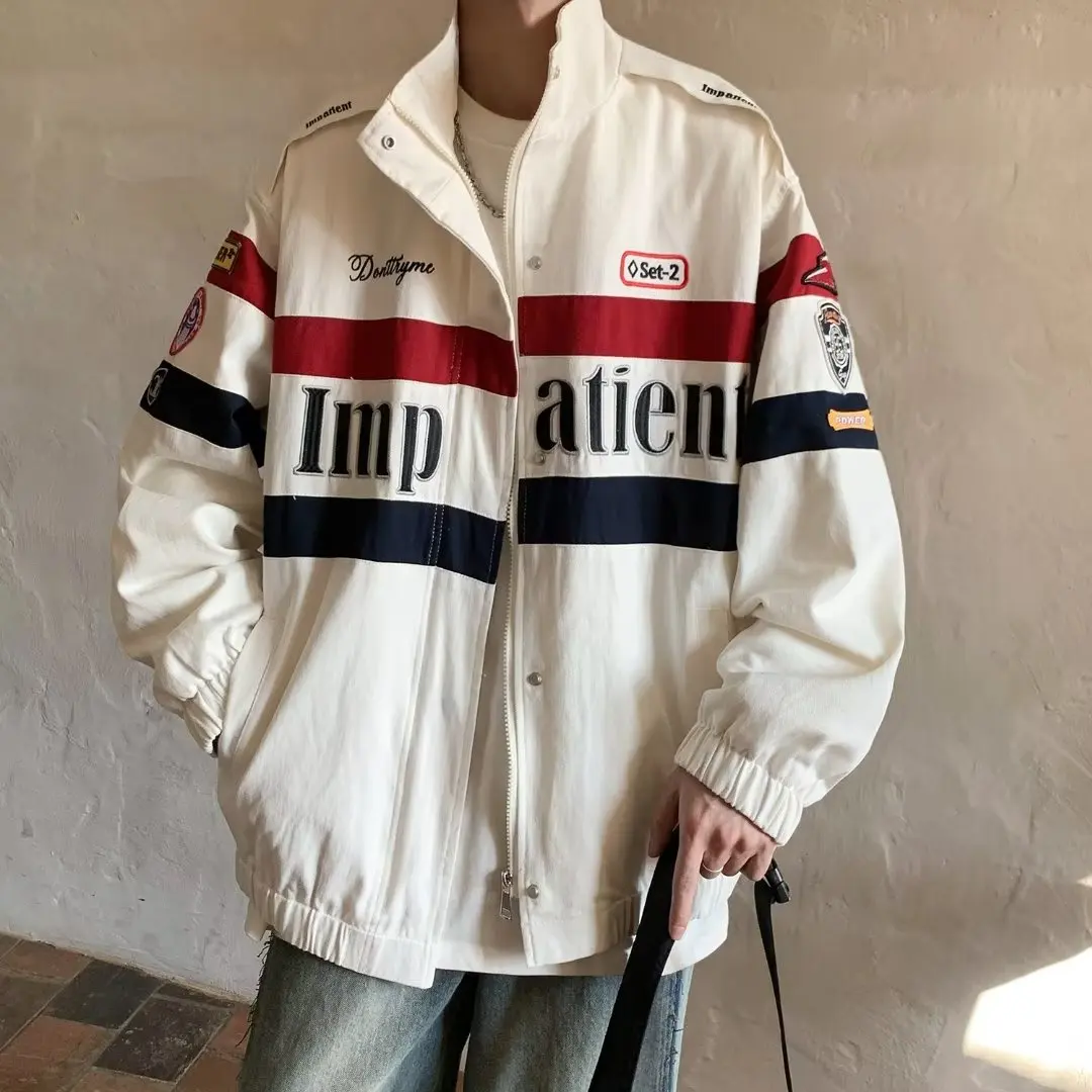 

Мужская повседневная куртка свободного кроя, осенняя модная рабочая одежда, верхняя одежда для молодежи, на молнии, с длинными рукавами, стандартный крой, 250 Pou